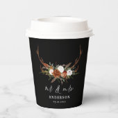 素朴なフローラパーソナライズされた植物性結婚植物 紙コップ (裏面)