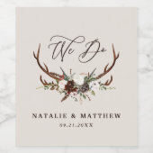 素朴なフローラパーソナライズされた結婚植物薬 ワインラベル (シングルラベル)