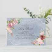 素朴なフローラフレーム仮想ベビーシャワー招待状 (スタンド正面)