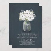 素朴なフローラメイスンジャー結婚式招待状 招待状 (正面/裏面)