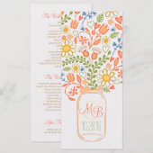 素朴なフローラメイソンjarエレガントな結婚式プログラム プログラム (正面/裏面)