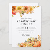 素朴なフローラ感謝祭ディナー 招待状 (正面/裏面)