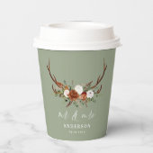 素朴なフローラ植物セージ緑結婚の茎 紙コップ (裏面)