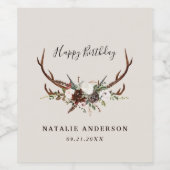 素朴なフローラ植物生パーソナライズされた生日 ワインラベル (シングルラベル)