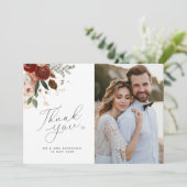 素朴なフローラ結婚の写真サンキューカード サンキューカード (スタンド正面)