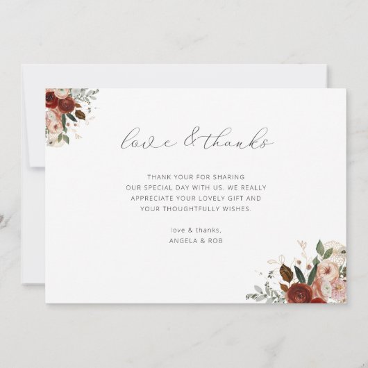 素朴なフローラ結婚の写真サンキューカード サンキューカード (裏面)