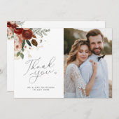 素朴なフローラ結婚の写真サンキューカード サンキューカード (正面/裏面)