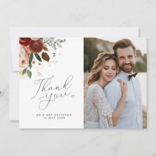 素朴なフローラ結婚の写真サンキューカード サンキューカード