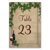 素朴なブドウつる植物のワインの結婚披露宴 テーブルナンバー (裏面)