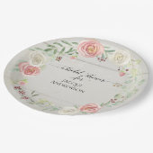 素朴なブライダルシャワーのパーティーの装飾|の赤面の花柄 ペーパープレート (アングル)