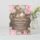 素朴なブライダルシャワーの茶パーティの招待状の花柄 招待状 (スタンド正面)