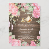素朴なブライダルシャワーの茶パーティの招待状の花柄 招待状 (正面/裏面)
