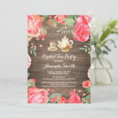 素朴なブライダルシャワーの茶パーティの招待状の花柄 招待状 (スタンド正面)