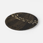 素朴なブラウンのファンタジーウッドストリングライト ウェディング ペーパープレート (アングル)