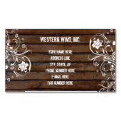 素朴なブラウンの木およびレースの国のヴィンテージ マグネット名刺 (正面)