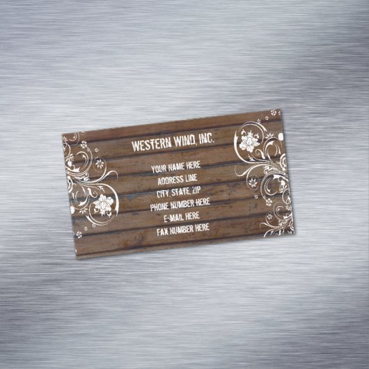 素朴なブラウンの木およびレースの国のヴィンテージ マグネット名刺 (インサイチュ)