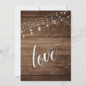 素朴なブラウンの木製ライト - 結婚式の披露宴 招待状 (裏面)