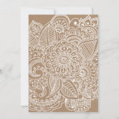 素朴なブラウンの白いペイズリーパターン花の結婚式 招待状 (裏面)