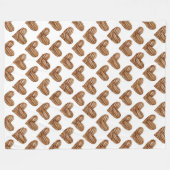 素朴なブラウンの織りハートの誕生日 フリースブランケット (正面(横))