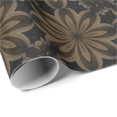 素朴なブラウンの花の万華鏡のように千変万化するパターンのデザイン ラッピングペーパー (ロールコーナー)
