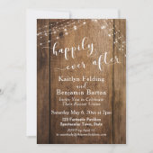 素朴なブラウンウッド & ライツ ハッピーエバーアフター 招待状 (正面)