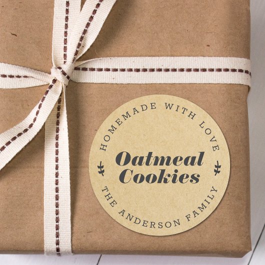 素朴なブラウンクラフトのホリデーシーズン手作りギフト ラウンドシール