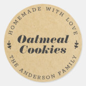 素朴なブラウンクラフトのホリデーシーズン手作りギフト ラウンドシール (正面)