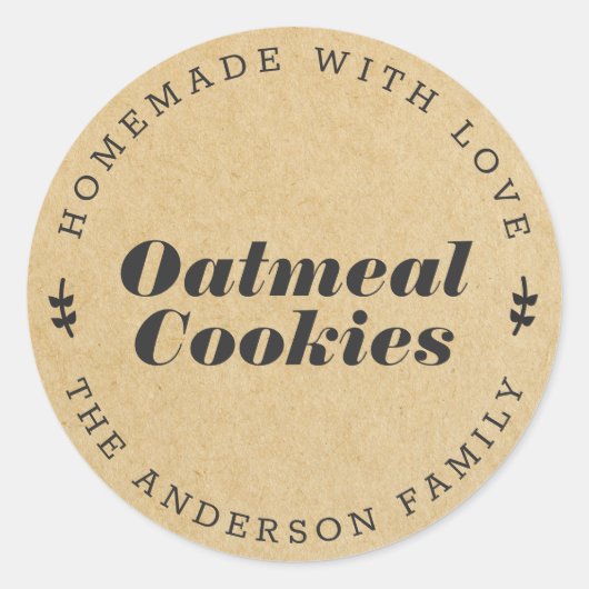 素朴なブラウンクラフトのホリデーシーズン手作りギフト ラウンドシール (正面)