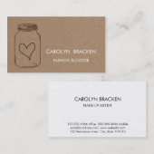 素朴なブラウンクラフト紙のハートのイラストレーション 名刺 (正面/裏面)