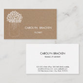 素朴なブラウンクラフト紙のメーソンジャーの花 名刺 (正面/裏面)