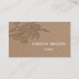 素朴なブラウンクラフト紙の葉 名刺