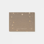 素朴なブラウンクラフト紙の金ゴールドはモノグラムのな|を主演します ポストイット (正面)