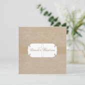 素朴なブラウン及びベージュバーラップの洗礼の招待状 招待状 (スタンド正面)