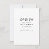 素朴なブラシのスクリプト写真を保存する日付の招待 招待状 (裏面)