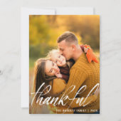 素朴なブラシスクリプト幸せな感謝 シーズンカード (正面)