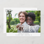 素朴なブラシレタリングウェディング日付を保存 ポストカード (正面/裏面)