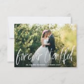 素朴なブラシ結婚タイポグラフィの写真カード サンキューカード (正面)