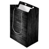 素朴なブラックとホワイトの木目調 ミディアムペーパーバッグ (正面アングル)
