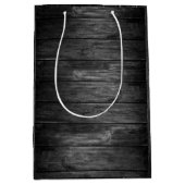 素朴なブラックとホワイトの木目調 ミディアムペーパーバッグ (正面)