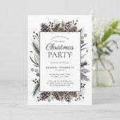 素朴なブラックウィンターピン cone クリスマスパーティー 招待状 (スタンド正面)