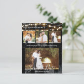 素朴なブラックウッドとライトの4枚写真の結婚式の招待状を保存 (スタンド正面)