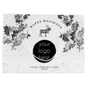 素朴なブラックホワイトのホリデービジネスロゴクリスマス ラージペーパーバッグ (裏面)