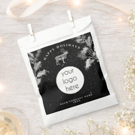 素朴なブラックホワイトのホリデービジネスロゴ クリスマス フェイバーバッグ