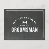 素朴なブラックボード　あなたは私の結婚式の仲人になってくれる？ インビテーションポストカード (正面)