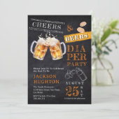 素朴なブラックボード 乾杯&ビール おむつパーティー 招待状 (スタンド正面)