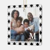素朴なブラック&ホワイトのアーガイルモノグラム写真 セラミックオーナメント (左)