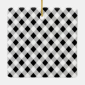 素朴なブラック&ホワイトのアーガイルモノグラム写真 セラミックオーナメント (裏面)