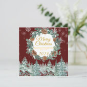 素朴なブルゴーニュ伝統的ーのメリークリスマスフラット シーズンカード (スタンド正面)