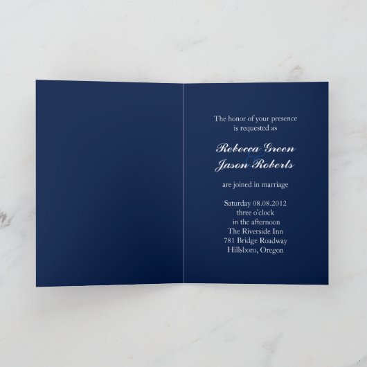 素朴なブルーいかり航海の結婚式招待状 招待状 (内部)