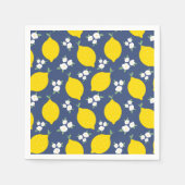 素朴なブルーとイエローのレモン柄 スタンダードカクテルナプキン (正面)